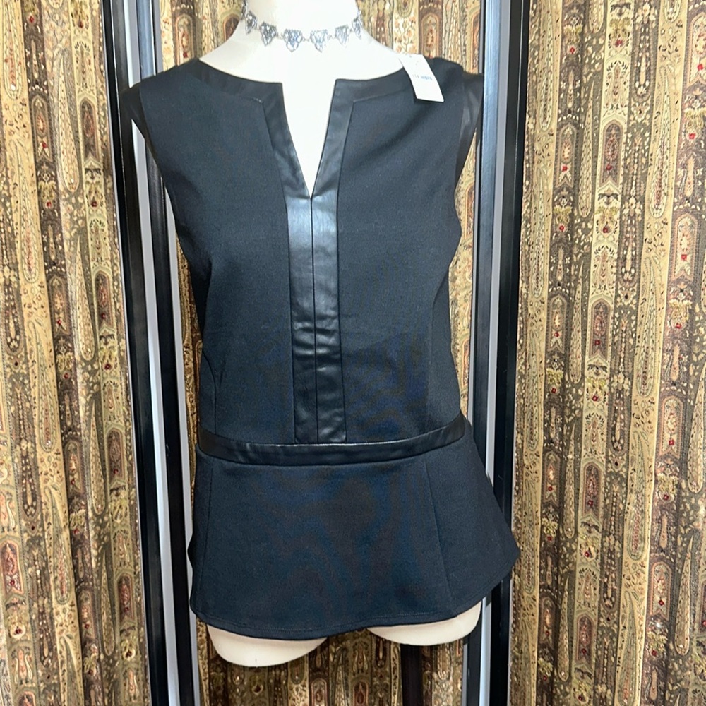Faux Leather Trimmed Shell
